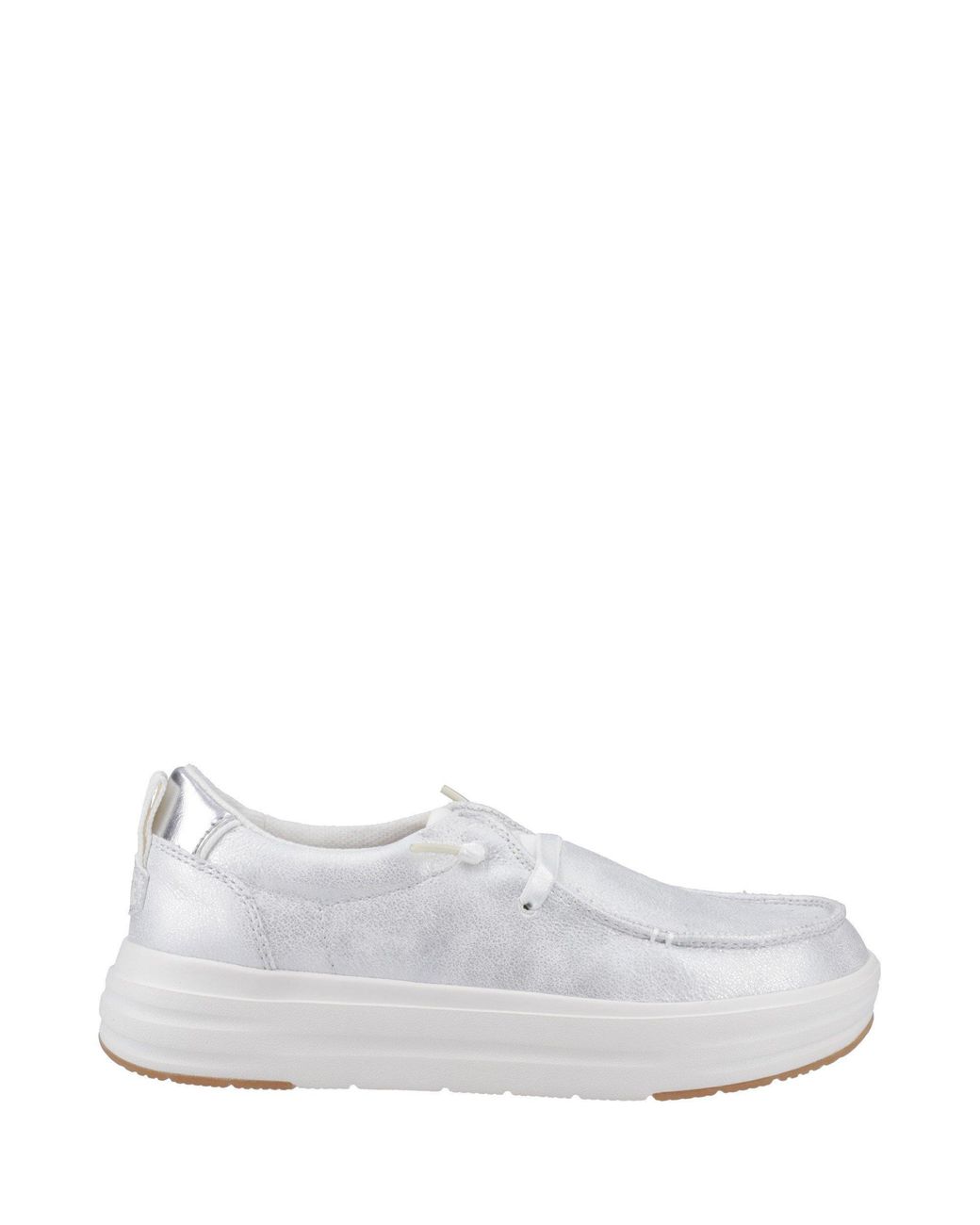HeyDude White Wendy Nova Shimmer Low-Top Trainers