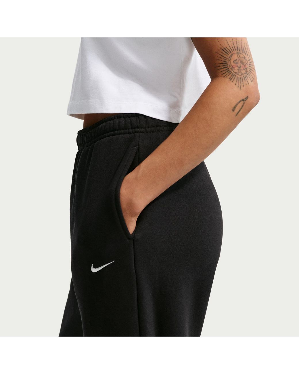 Nike Black Sportswear Phoenix Fleece High-Waisted Oversized Tracksuit Bottoms