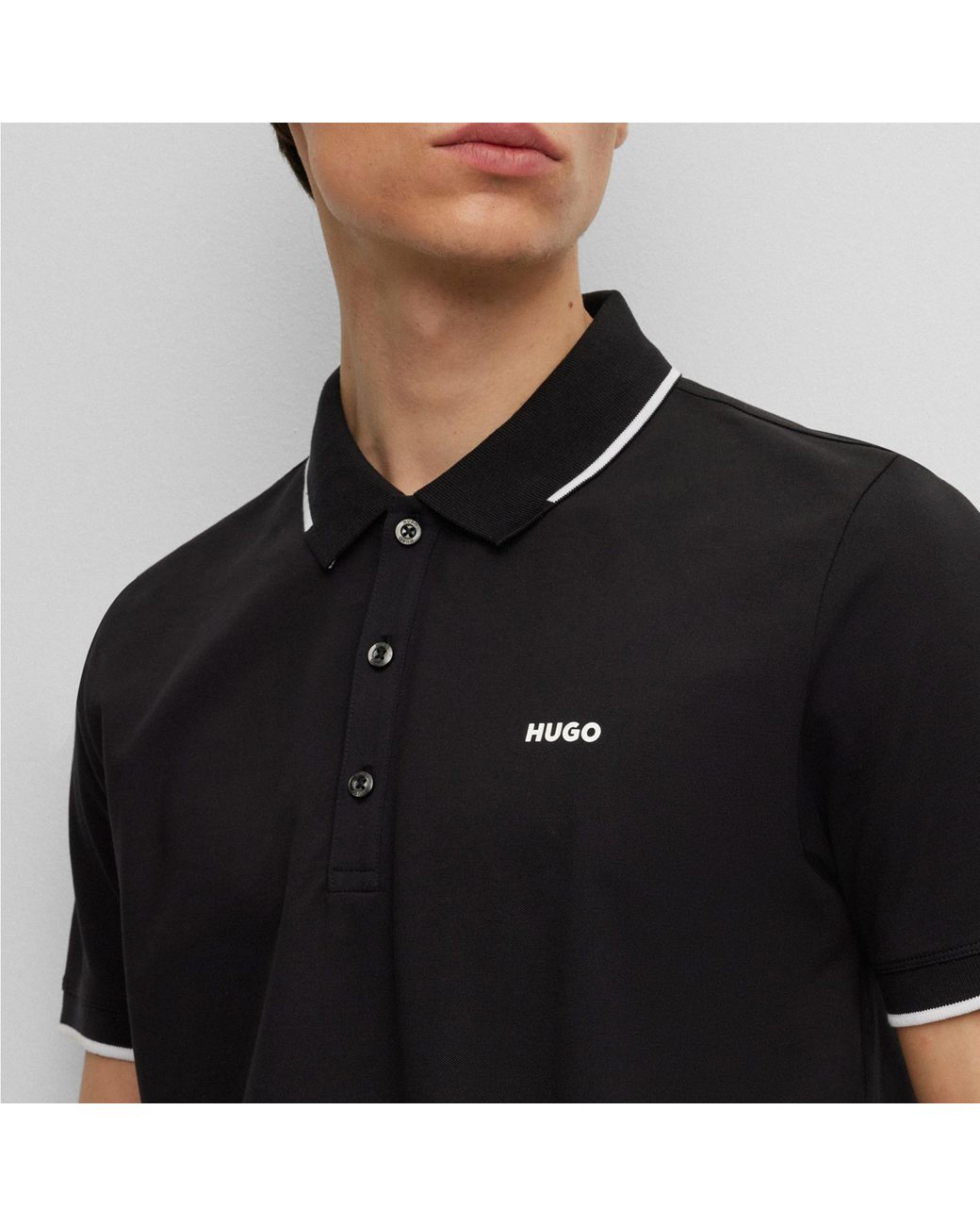 HUGO Black Dinoso Polo Shirt for men