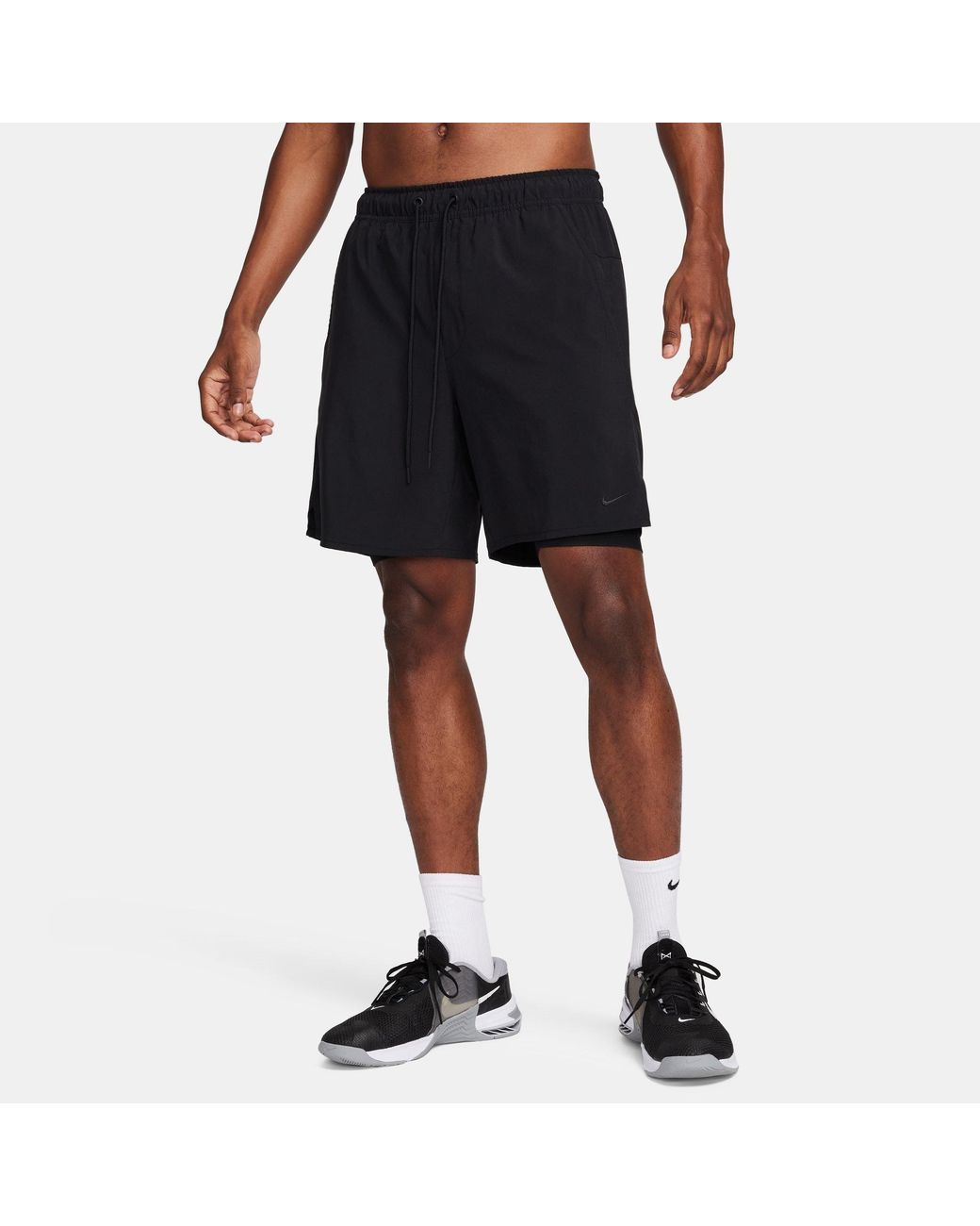 Nike Black Dri-Fit Unlimited 7 2-In-1 Woven Fitness Shorts for men