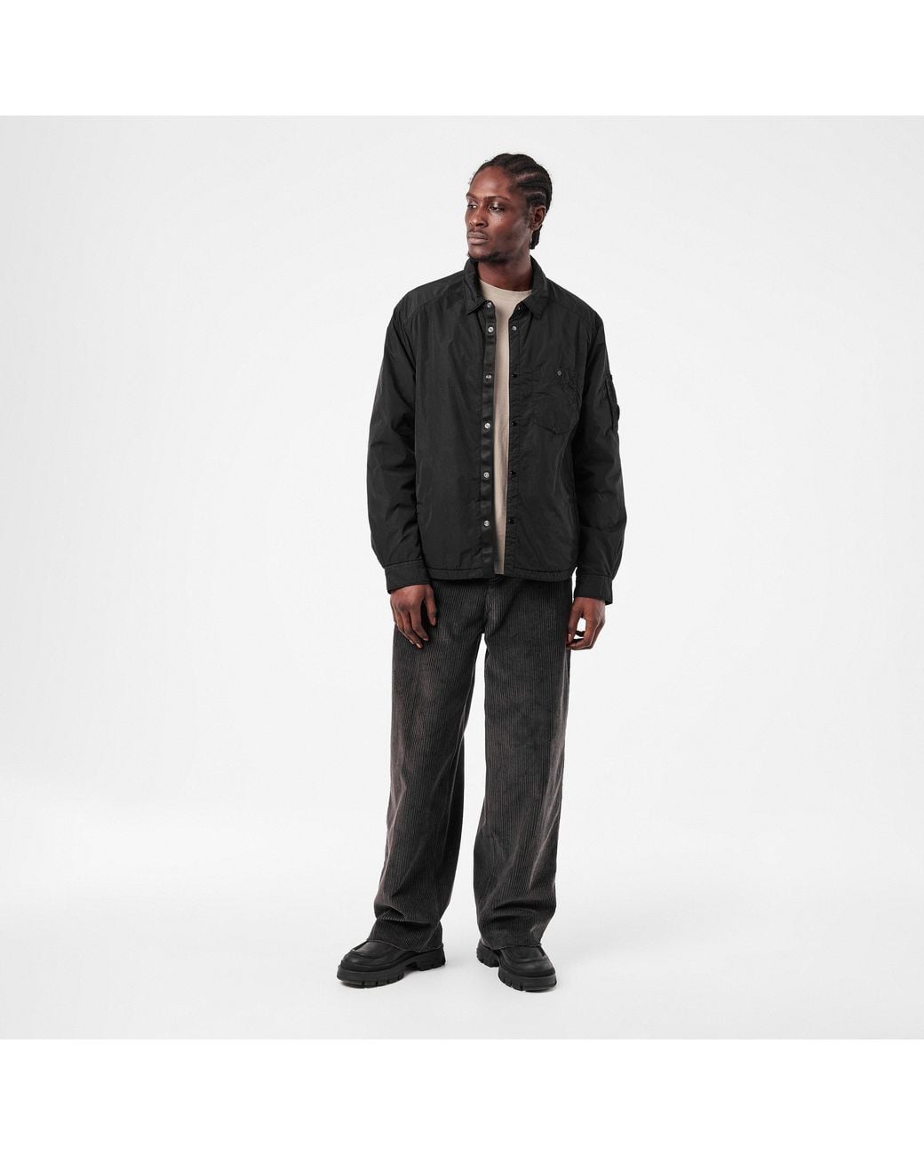C P Company Black Quilted Padded Overshirt for men