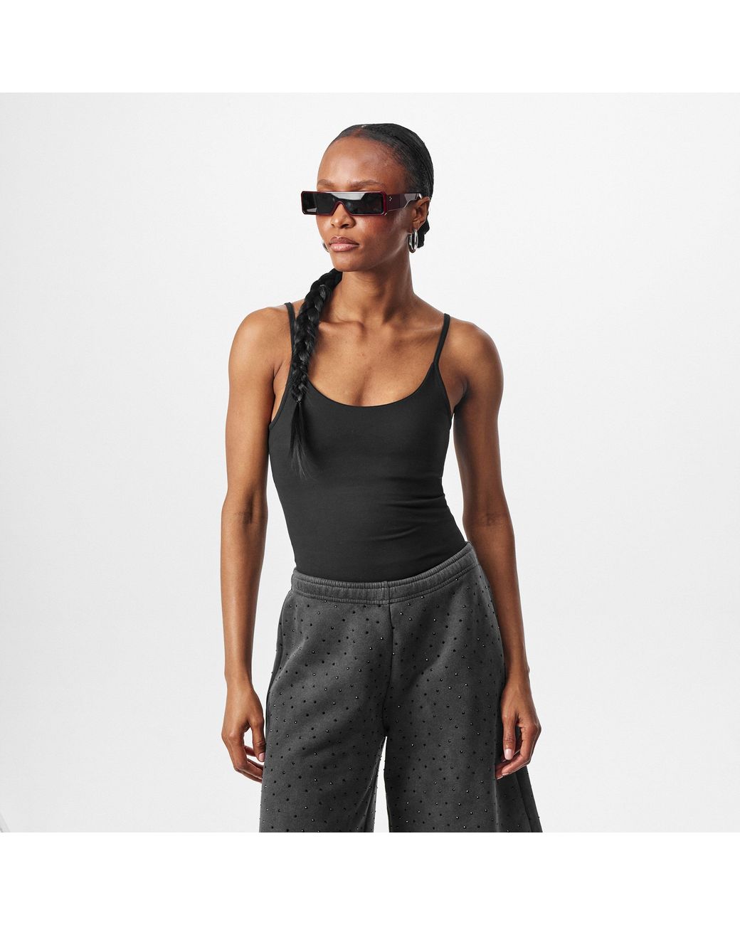 Represent Black Built-In Bra Four-Way Stretch Crop Top