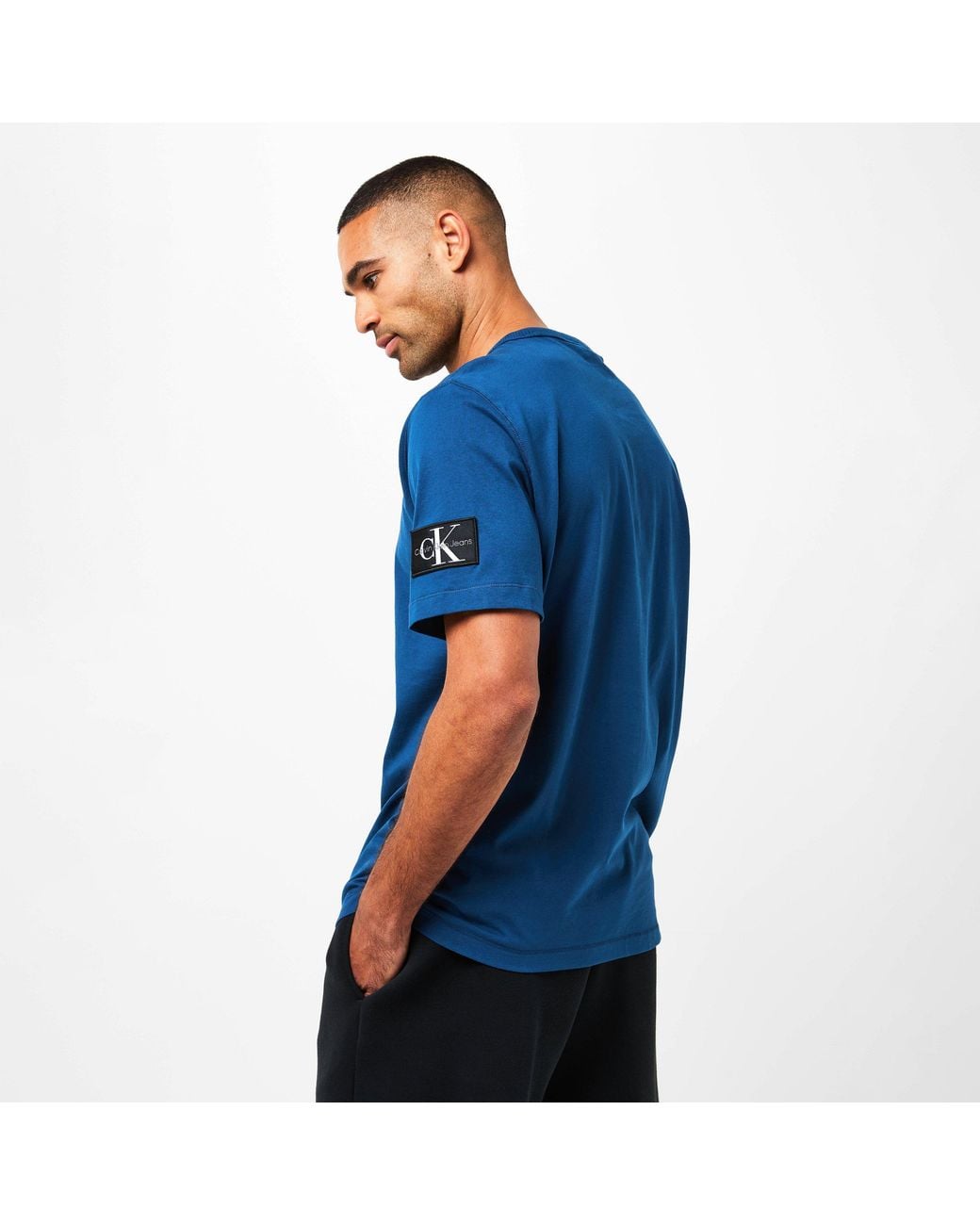 Calvin Klein Blue Monogram Badge T-Shirt for men