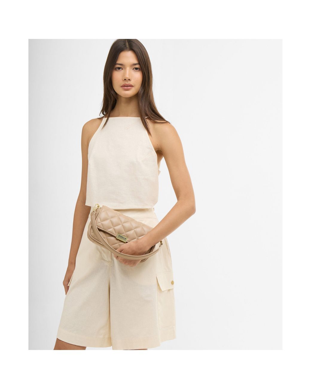 Barbour White Soft Quilt Mini Soho Crossbody Bag