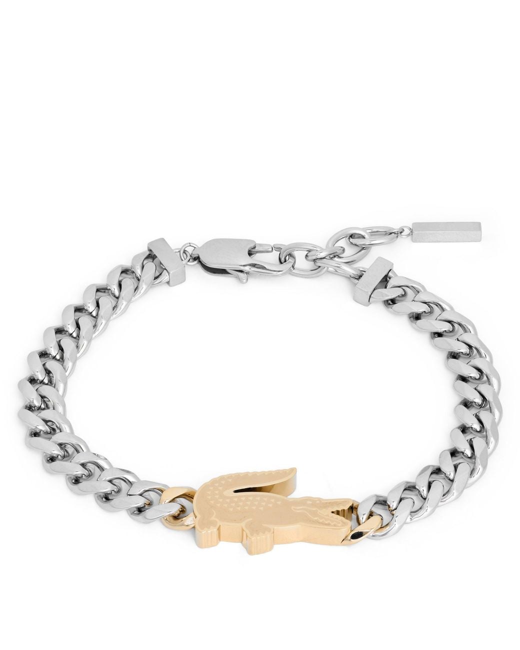 Lacoste Metallic Arthor Crocodile Curb Chain Bracelet for men