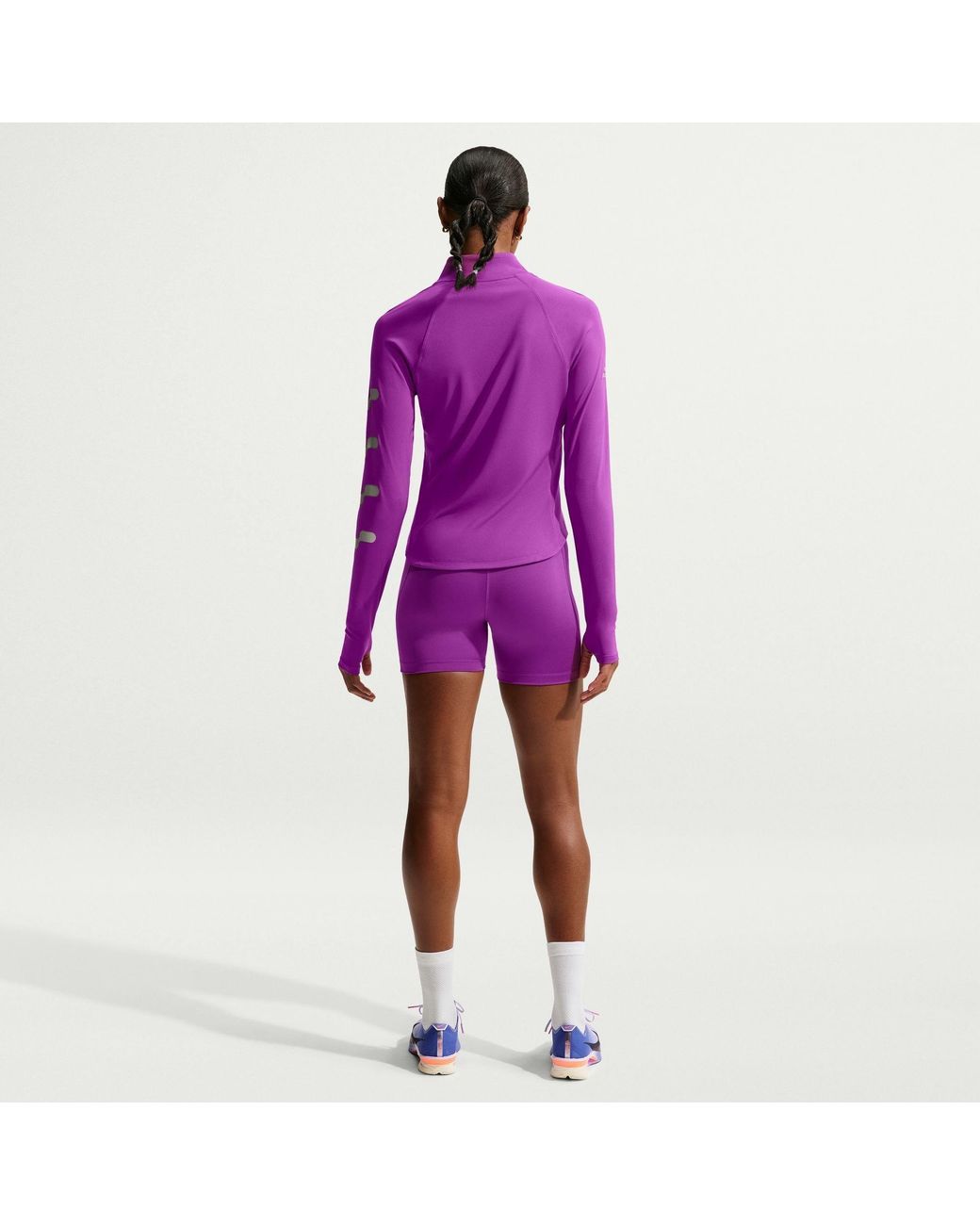 Nike Purple Tempo Flash Half-Zip Long Sleeve Performance T-Shirt
