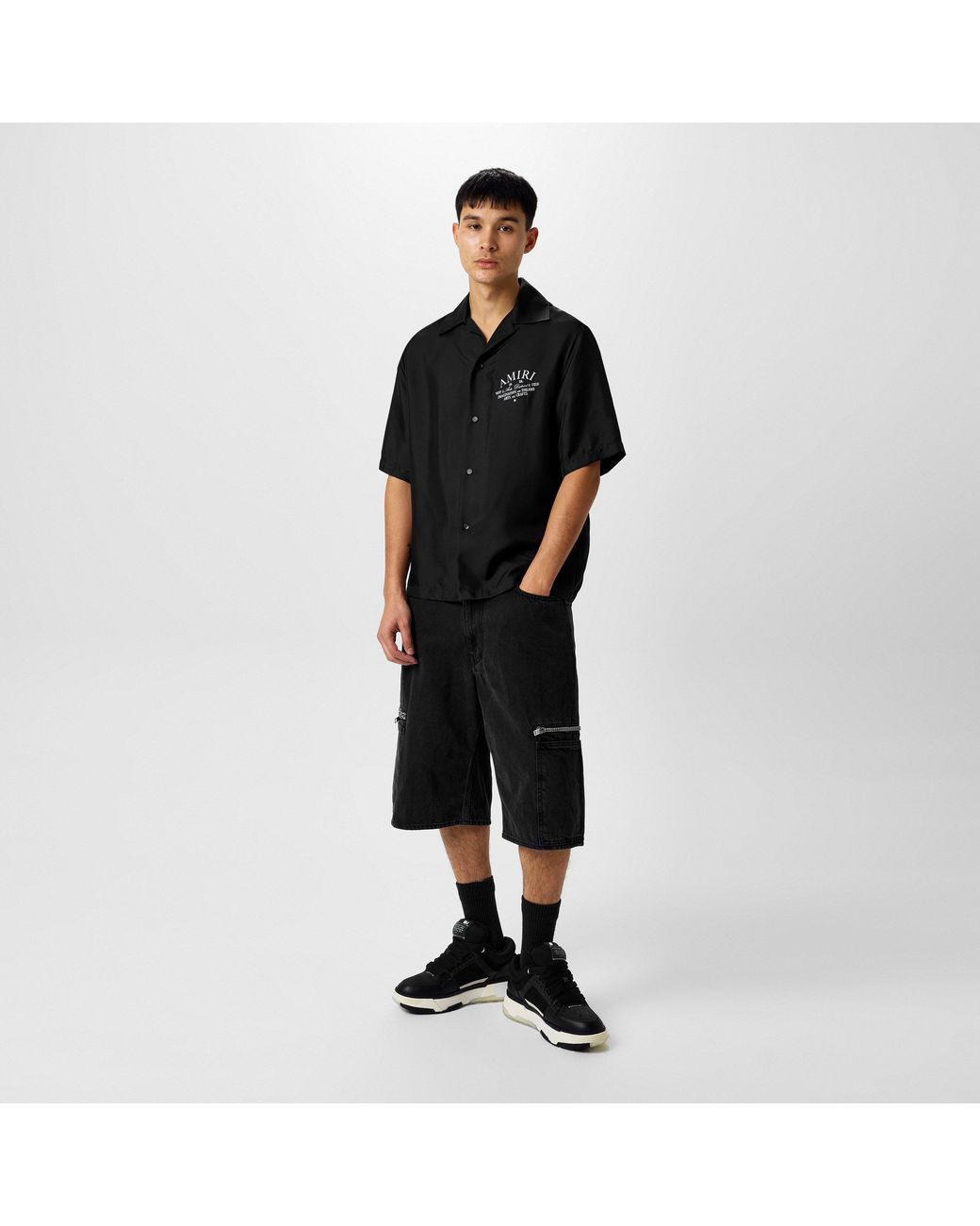 Amiri Black Silk Art District Shirt for men