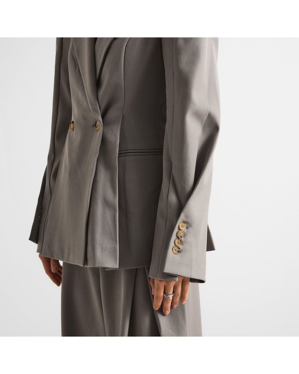 The Couture Club Gray Couture Cinch Blazer Ld71