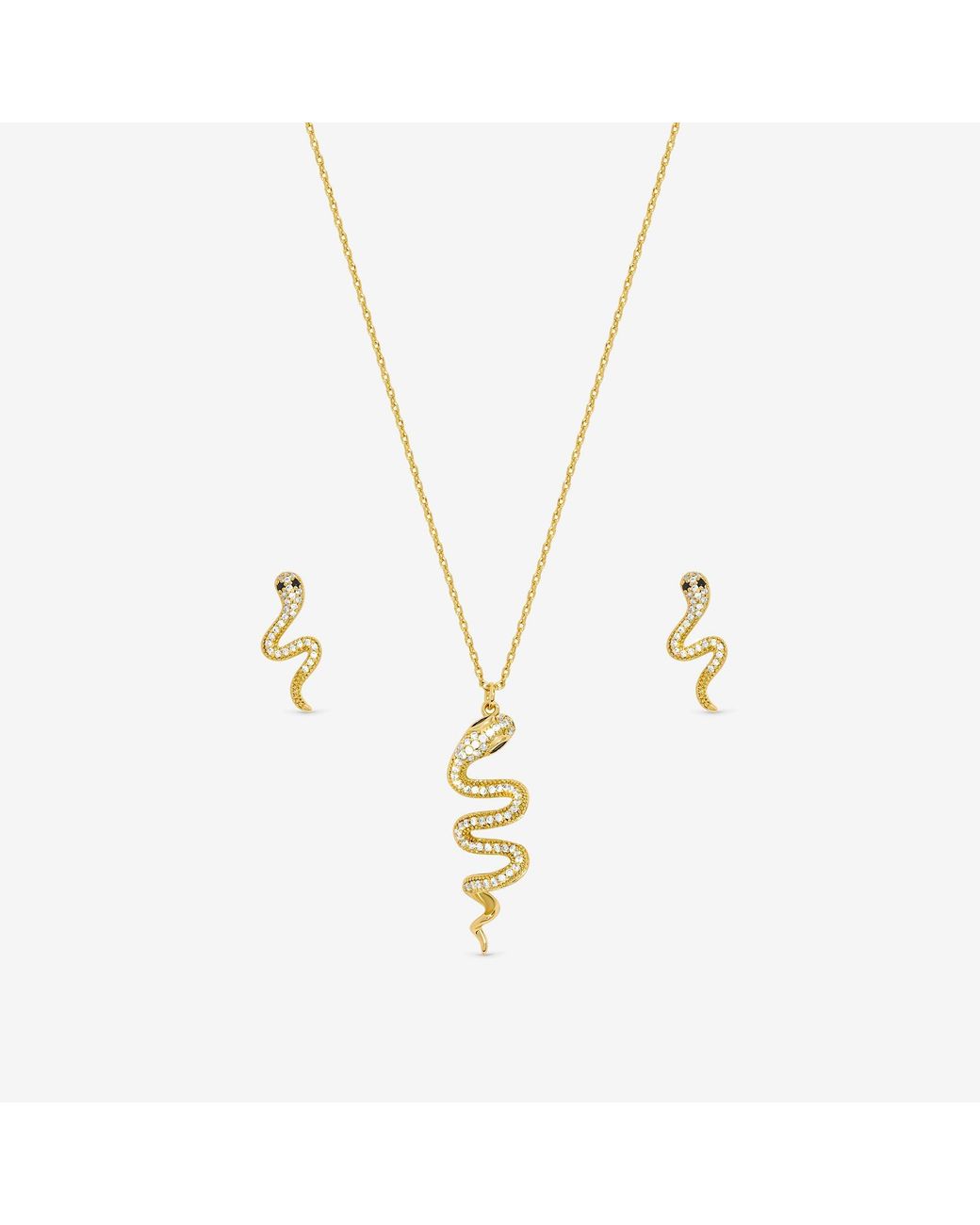 Inicio Blue 14K Plated And Cz Snake Set