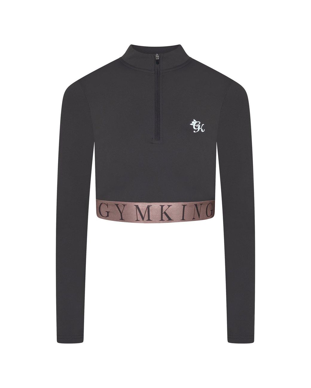 Gym King Gray Impact Quarter Zip Funnel Neck Crop Top
