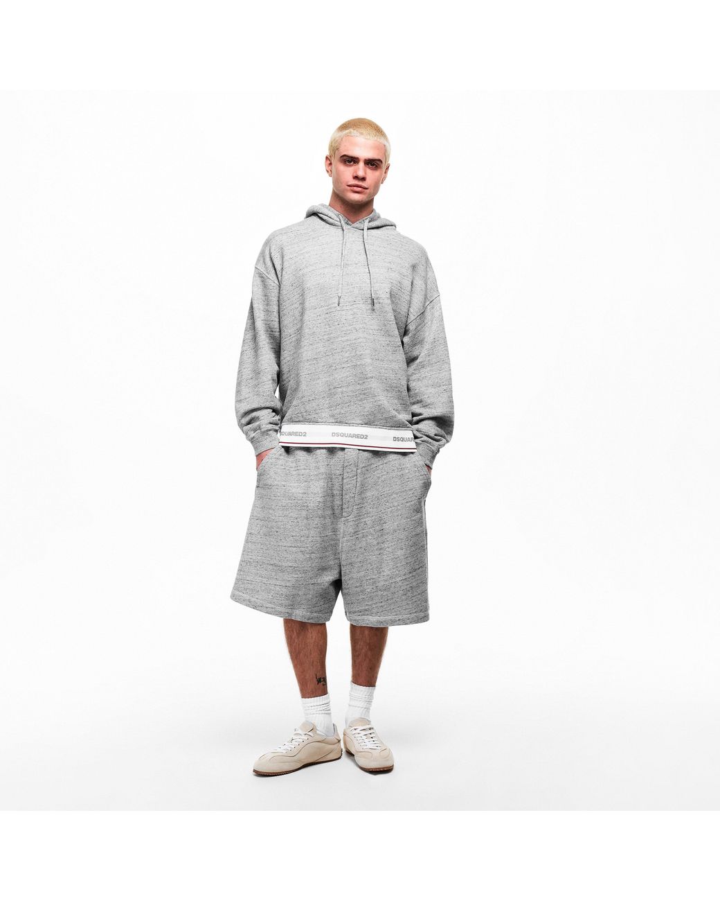 DSquared² Gray Fleece Jogger Shorts for men