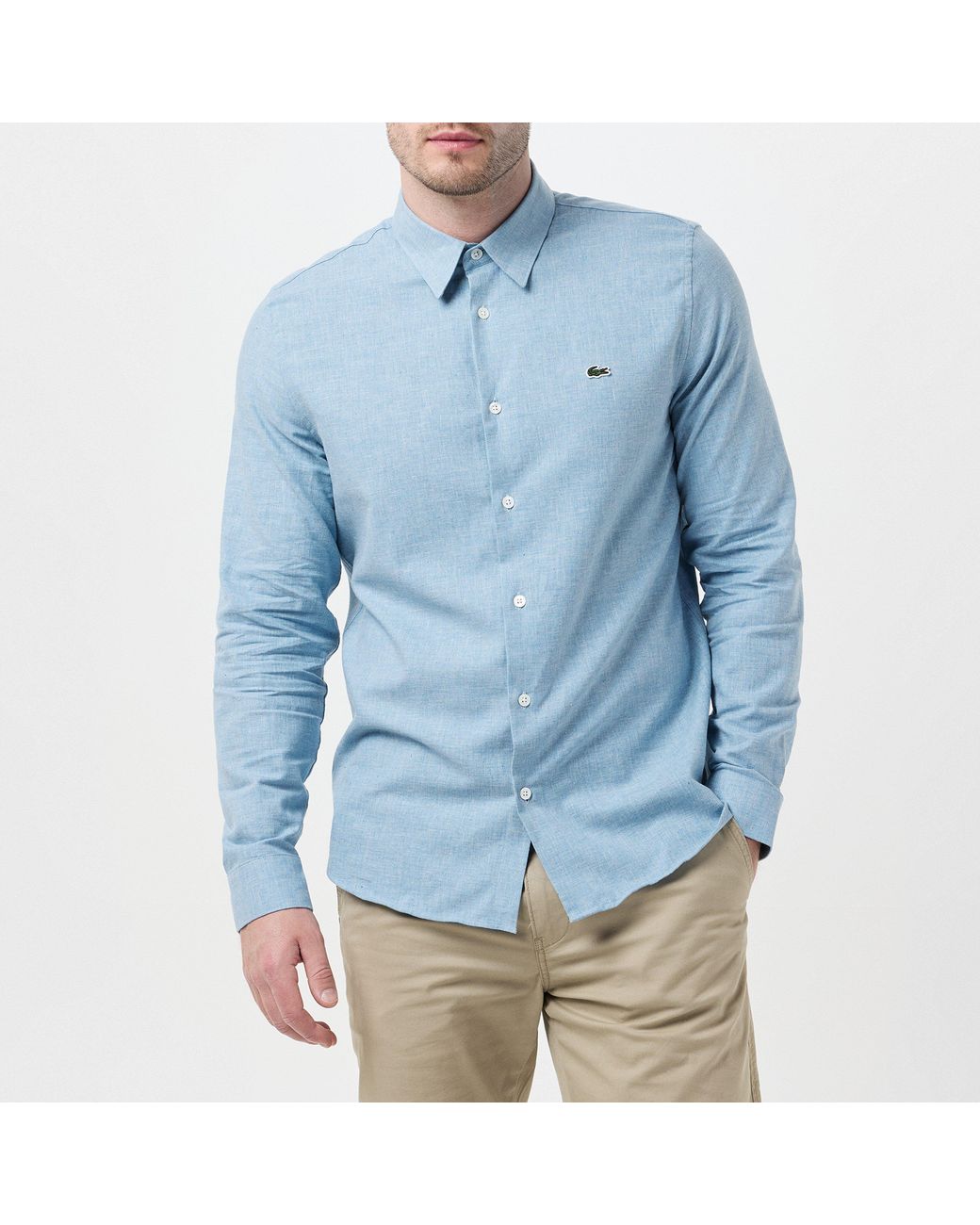 Lacoste Blue Long Sleeve Plain Shirt for men