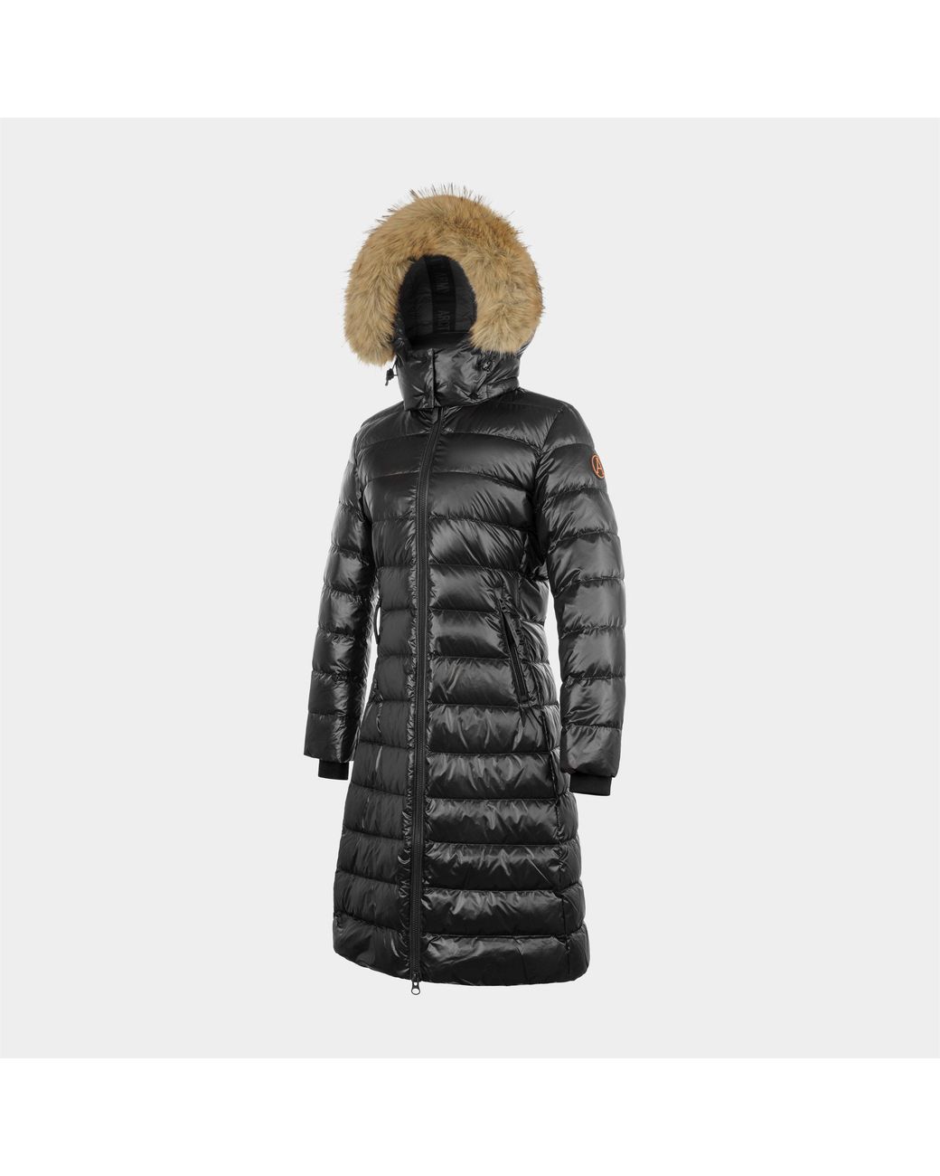 ARCTIC ARMY Black Arctic Long Puffer Water Resistant Detachable Hood Calf Length Jacket