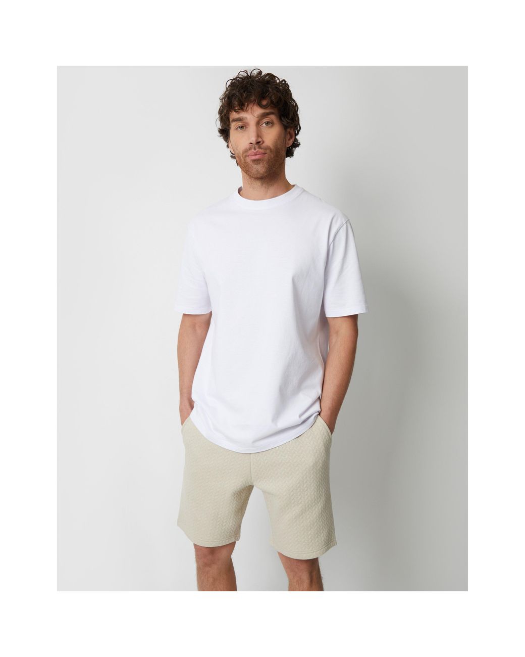 Threadbare White Fleece Jogger Shorts for men