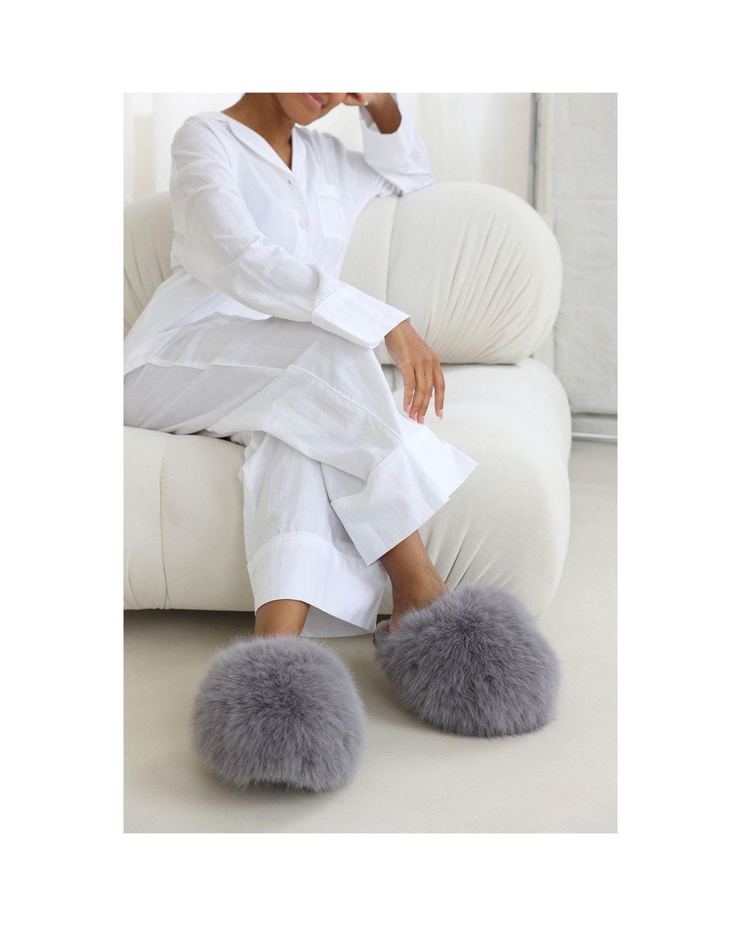 Where's That From Gray Where's Ultimate Fluffy Faux Fur Mule Slippers
