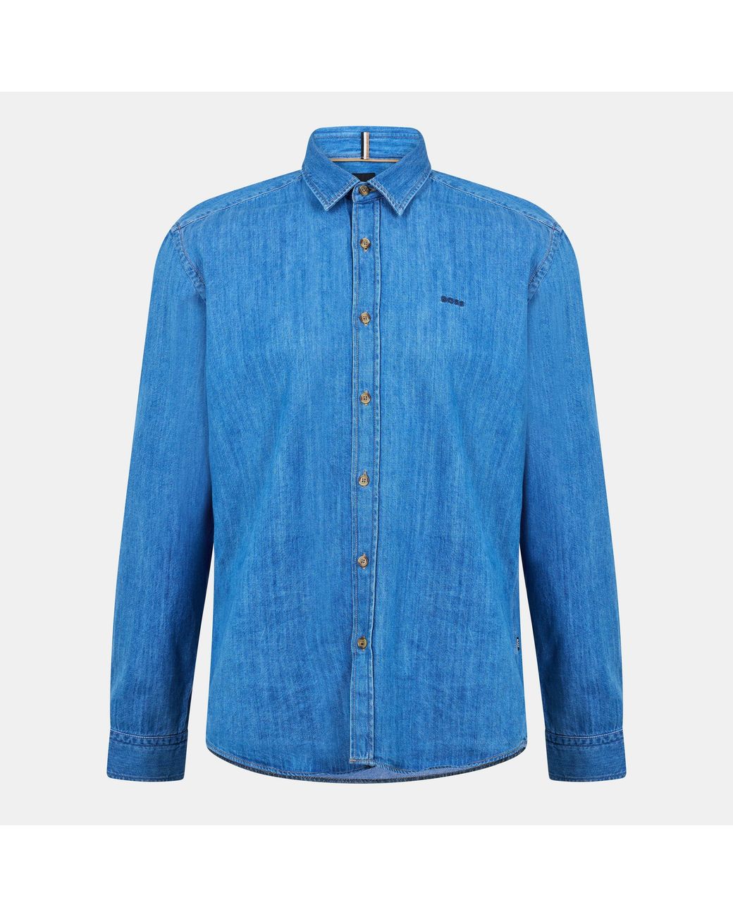 Boss Blue Long Sleeve Denim Shirt for men