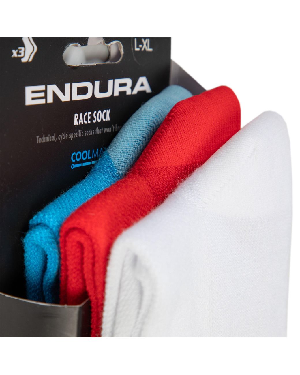 Endura Red Coolmax 3Pack Sock