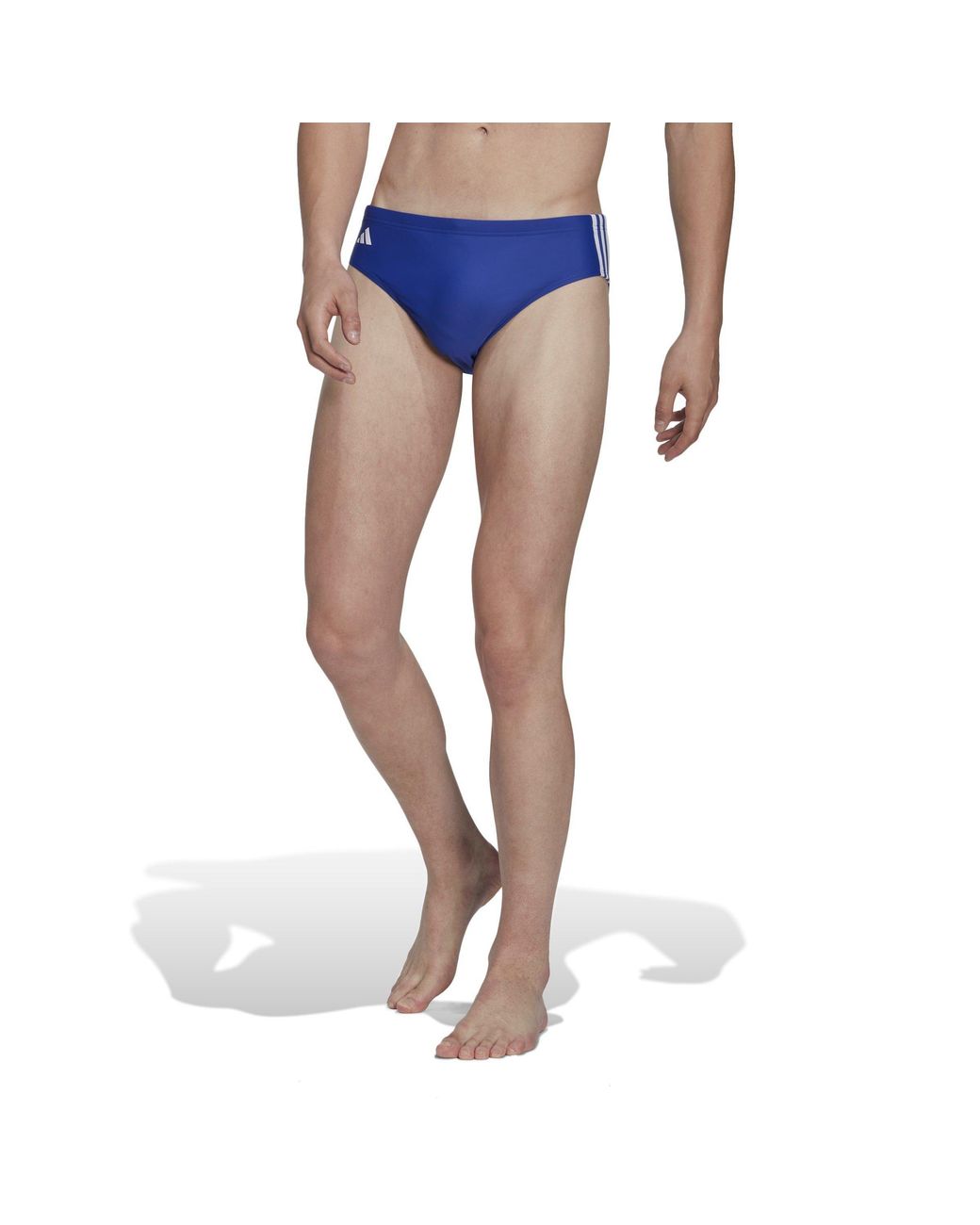Adidas Blue 3 Stripe Swim Briefs for men