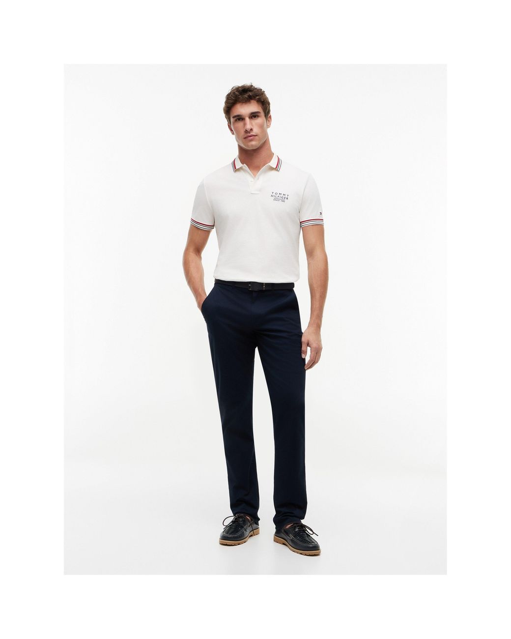 Tommy Hilfiger White Short Sleeve Polo Shirt for men