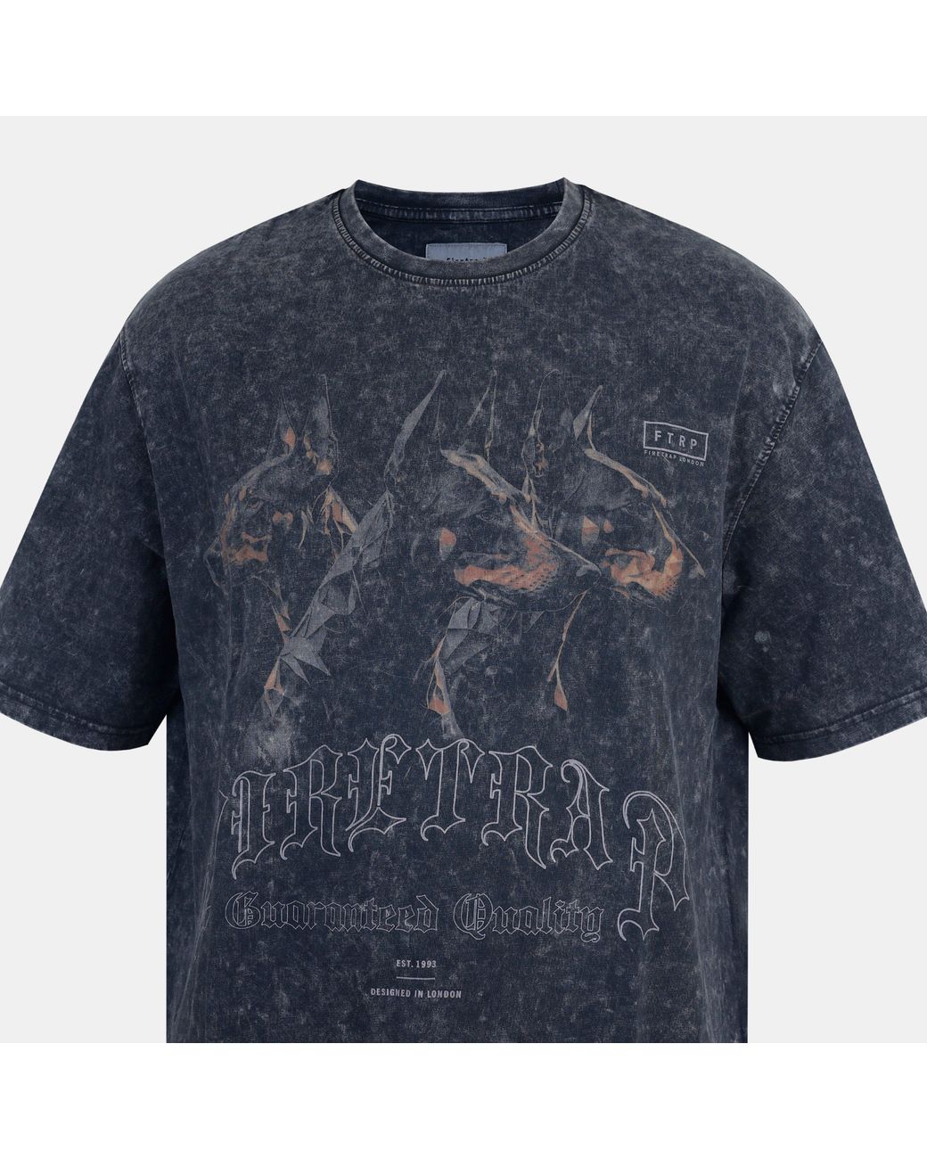 Firetrap Blue Acid Wash Oversized T-Shirt for men