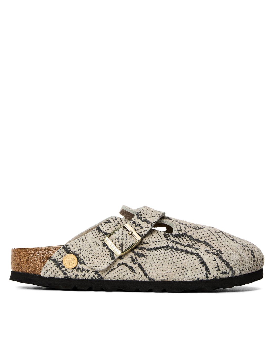 Birkenstock White Boston Suede Flat Sandals