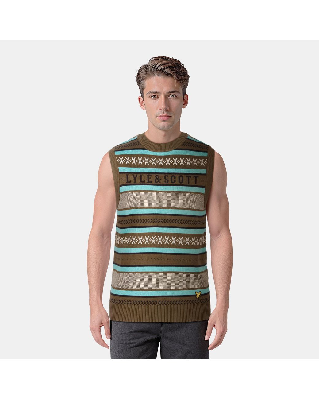 Lyle & Scott Green Glen Fair Isle Vest for men