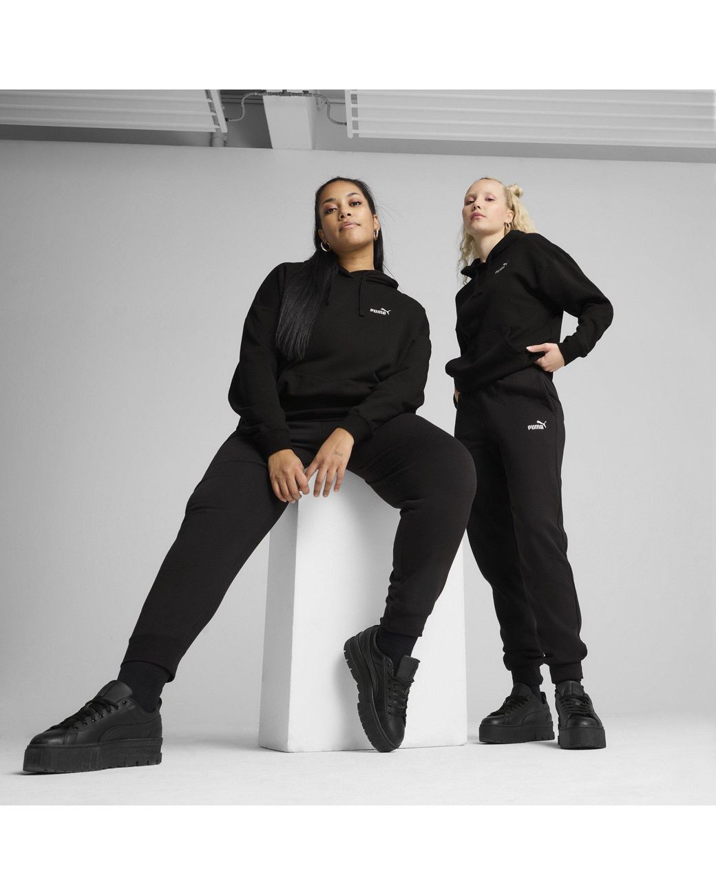PUMA Black Essentials Logo Slim Trousers