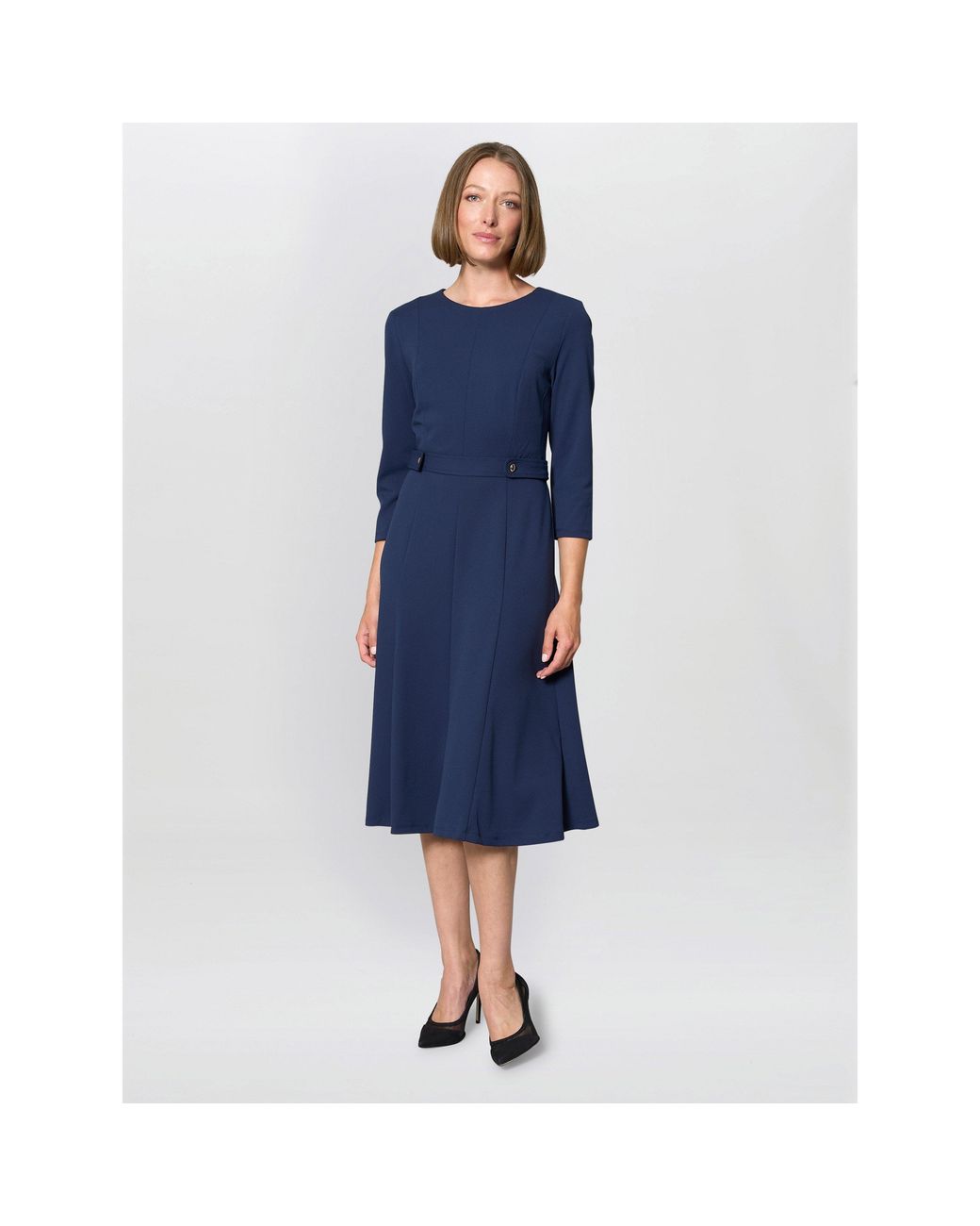 Gina Bacconi Blue Karon Long Sleeve Midi Dress