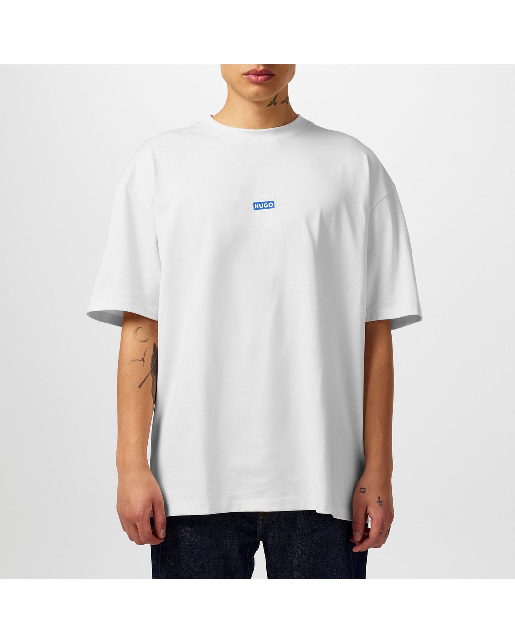 HUGO White Printed Logo Back T-Shirt With Mcmxciii Text for men
