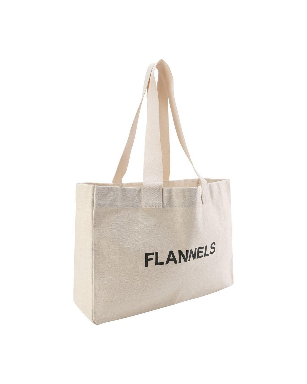Flannels White Canvas Logo Tote Bag