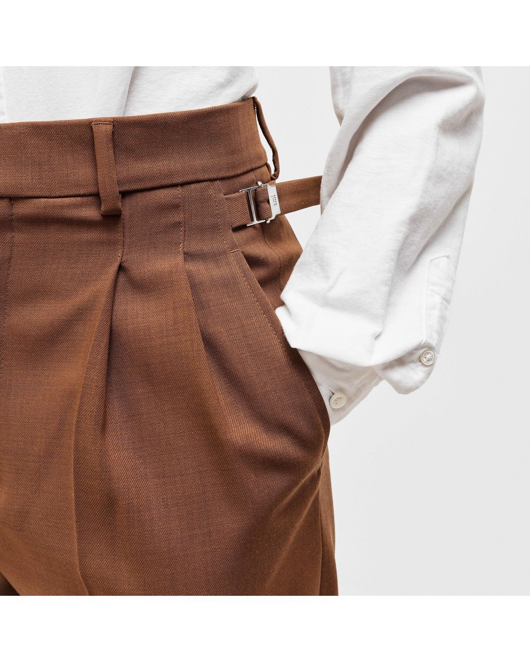 AMI Brown High Waisted Wide Leg Trousers