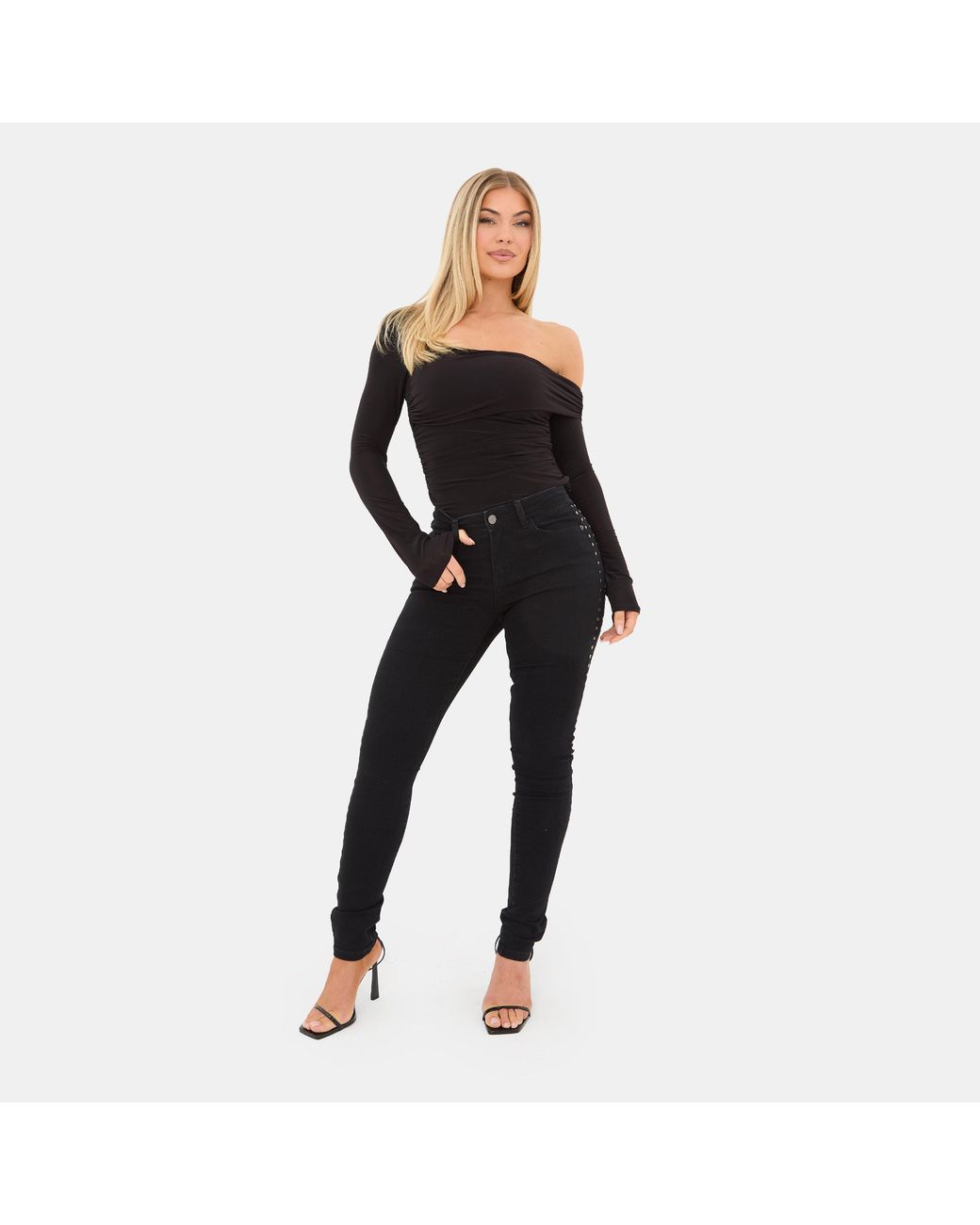 I Saw It First Black Long Sleeve Off The Shoulder Top