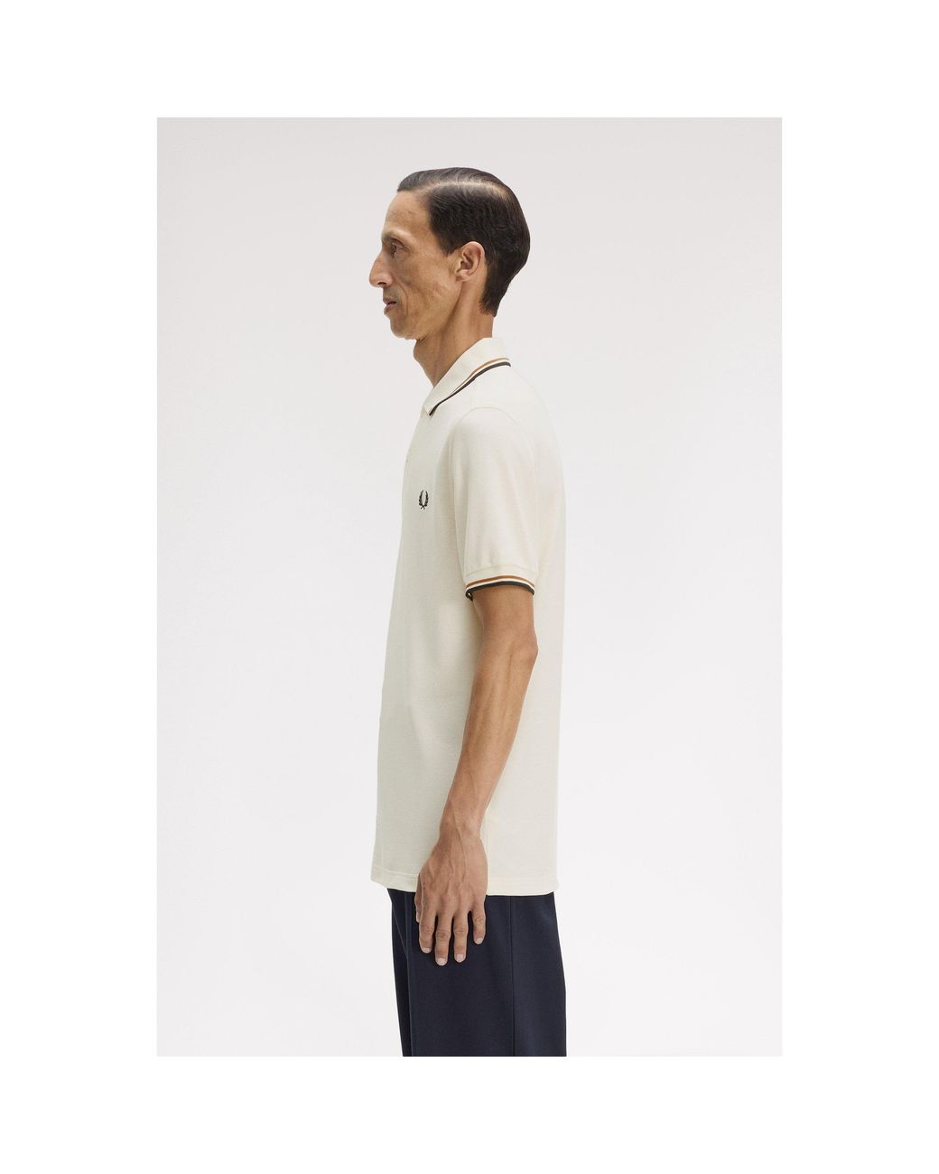 Fred Perry White Short Sleeve Twin Tipped Polo Shirt for men