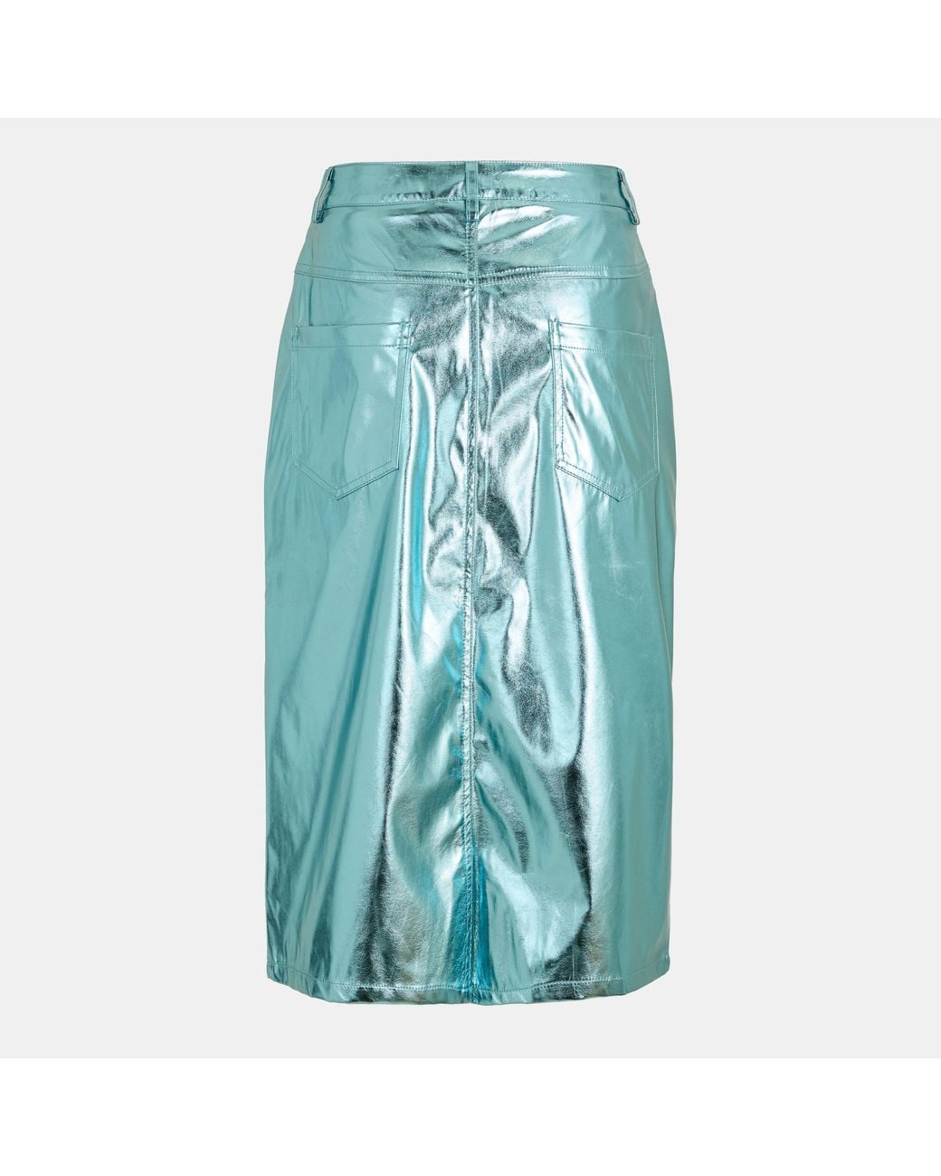 Amy Lynn Blue Metallic Midi Skirt