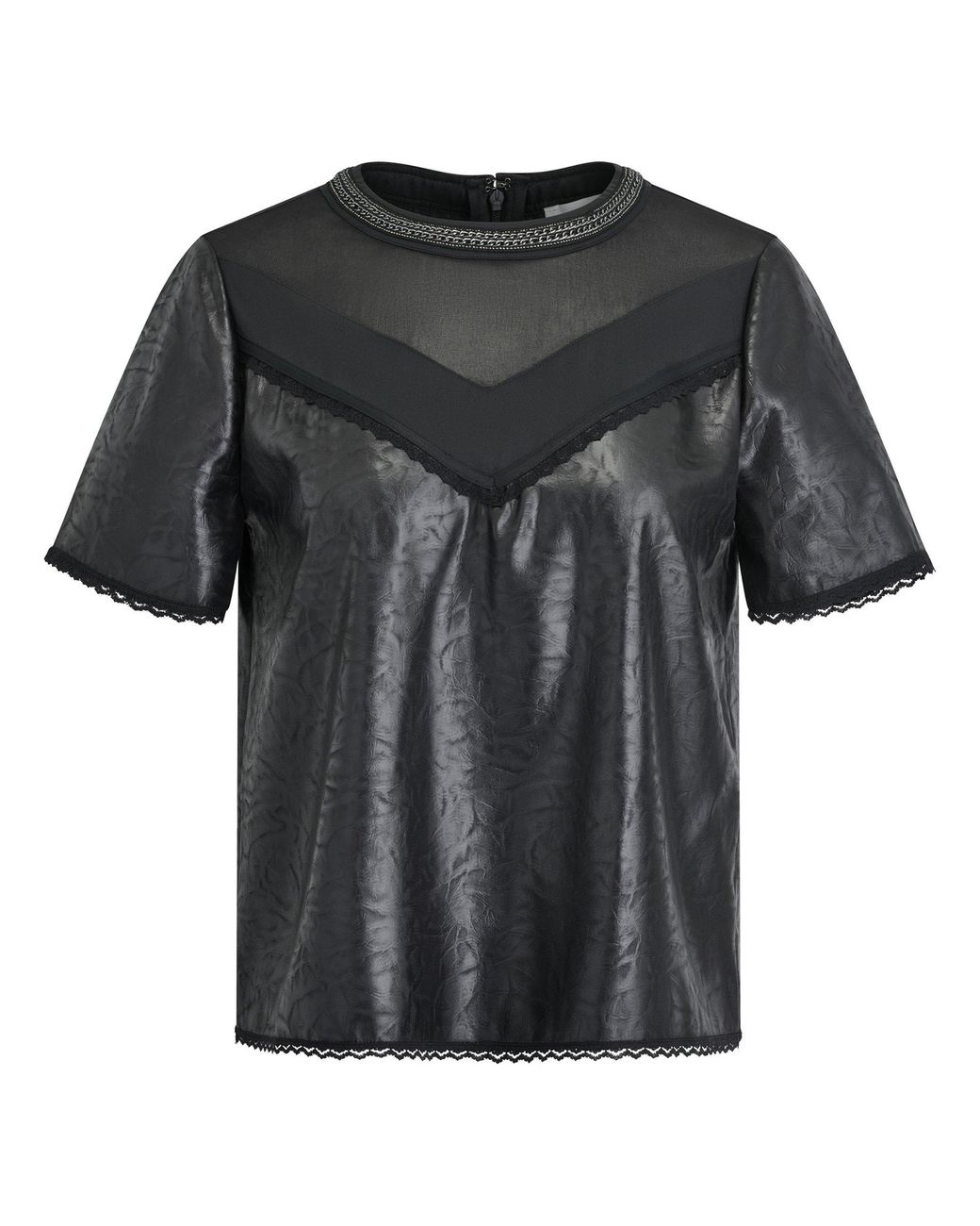 DKNY Black Mixed Media Crackle T-Shirt