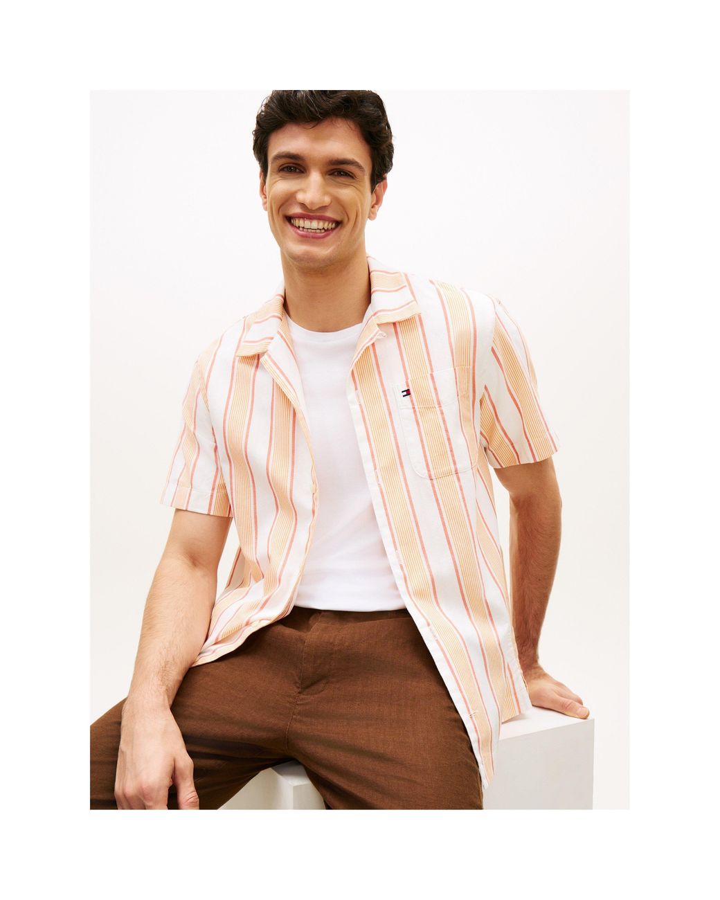 Tommy Hilfiger Pink Patterned Short Sleeve Shirt for men