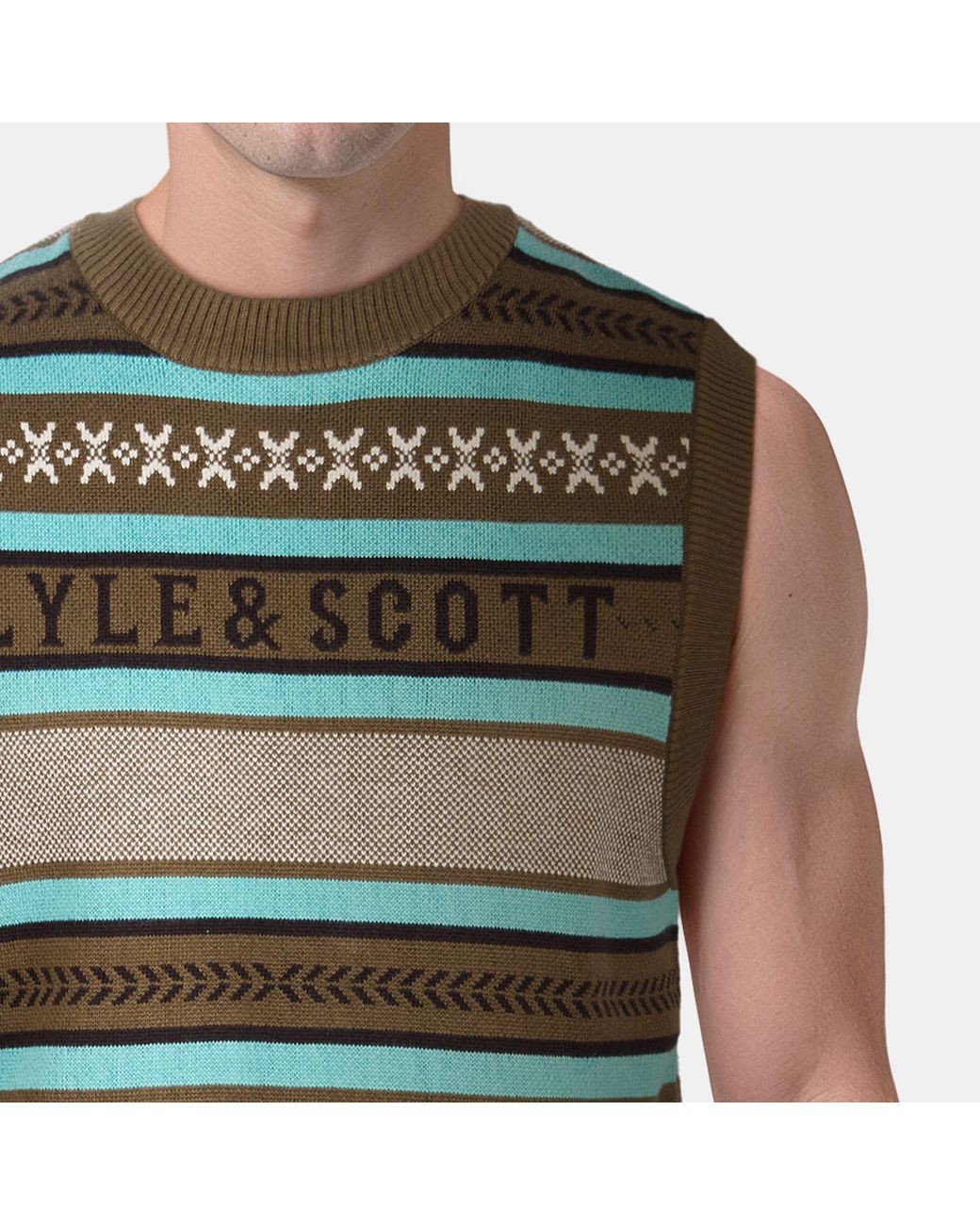 Lyle & Scott Green Glen Fair Isle Vest for men