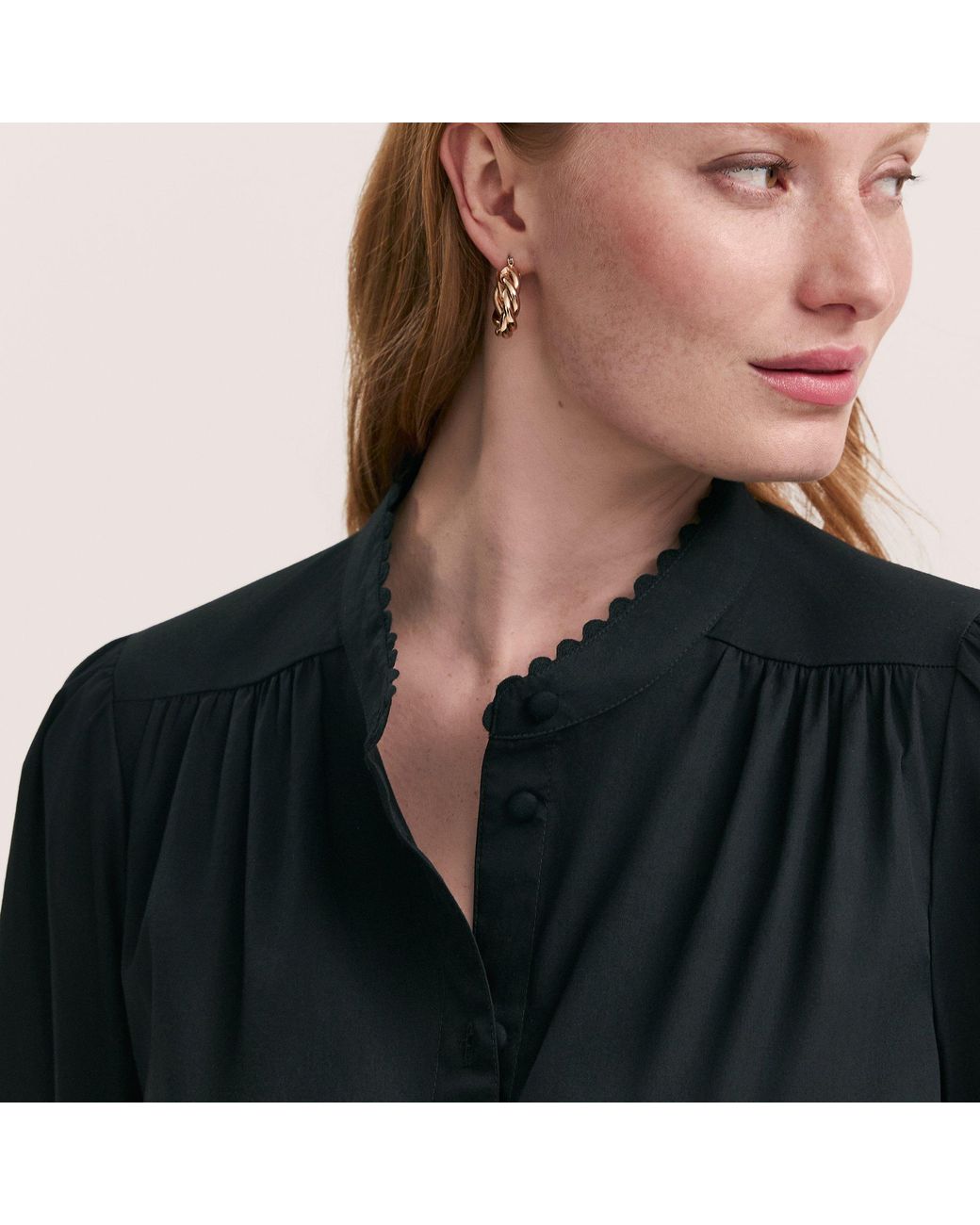 Finery London Black Paulie Long-Sleeve Blouse