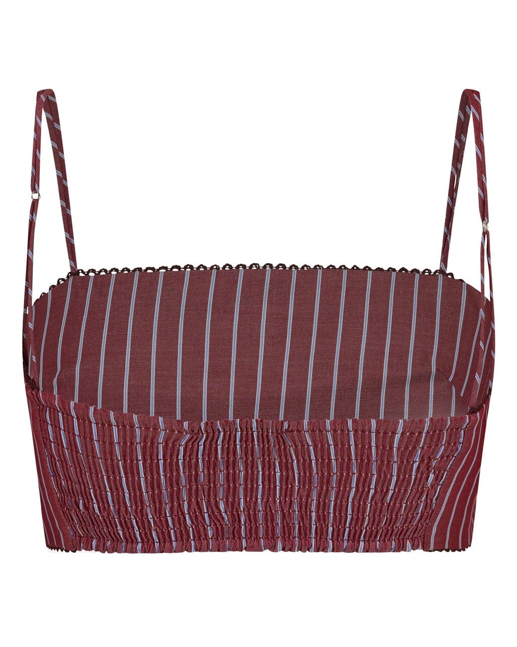 ANDAMANE Red Carrie Smock Crop Bandeau Top