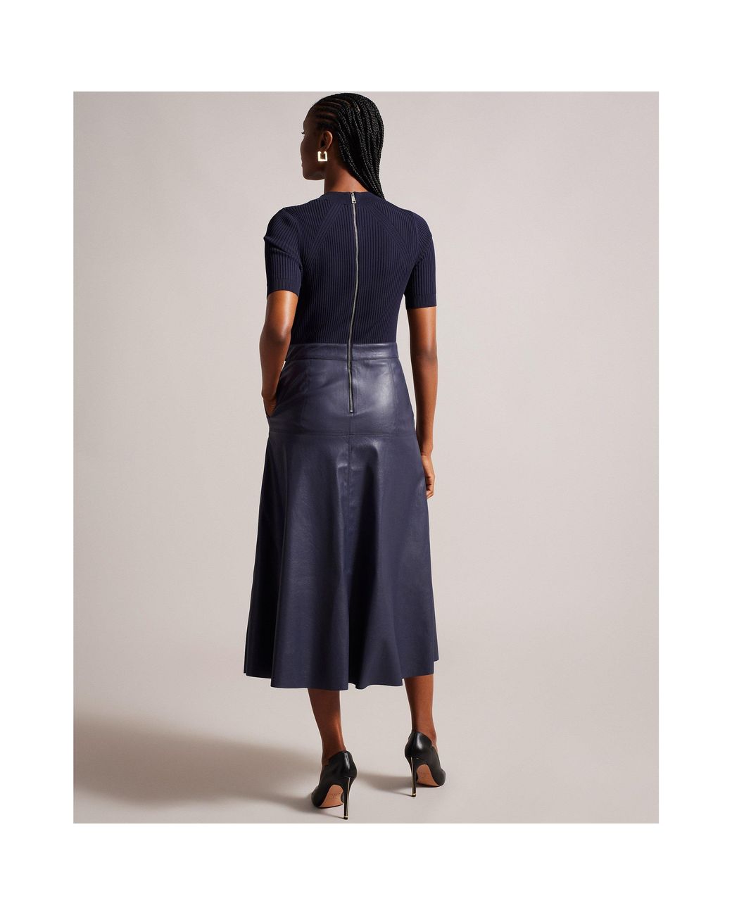 Ted Baker Blue Mock Midi A Line Dress