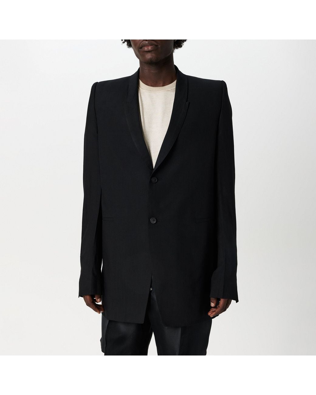 Rick Owens Black Hollywood Dirt Virgin Wool Long Sleeve Tailored Blazer for men