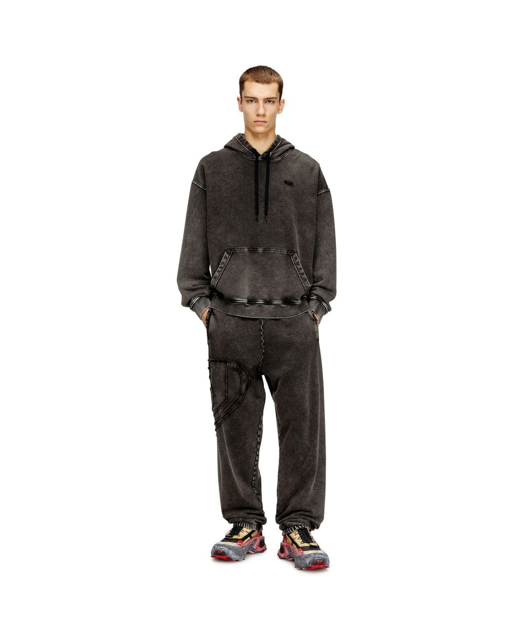 DIESEL Black Closed Hem Fleece Joggers for men