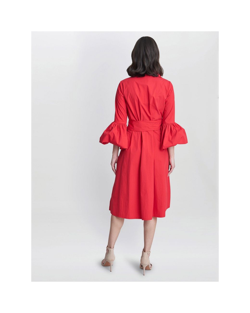 Gina Bacconi Green Melinda Taffeta Shirt Dress