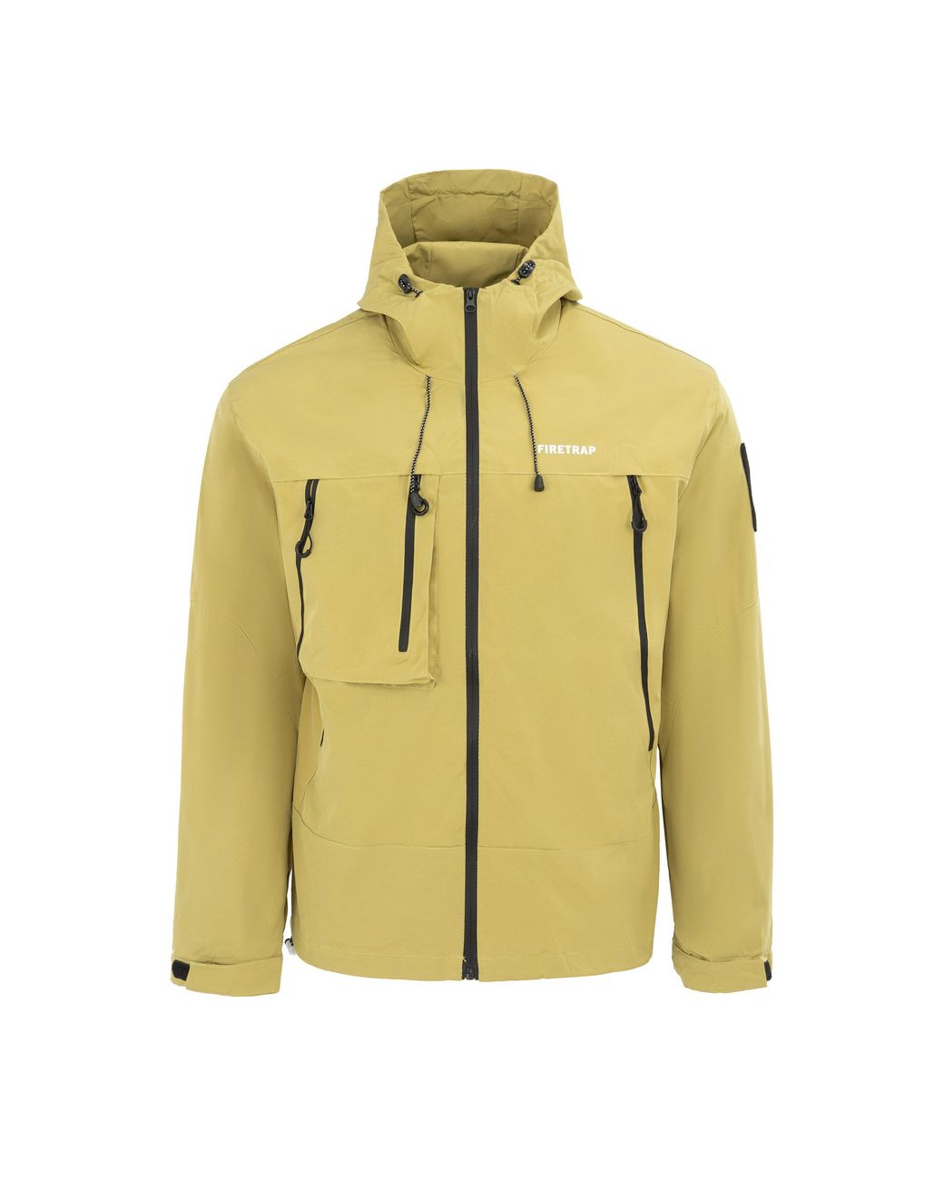 Firetrap Yellow Windproof Hooded Long Sleeve Windbreaker for men