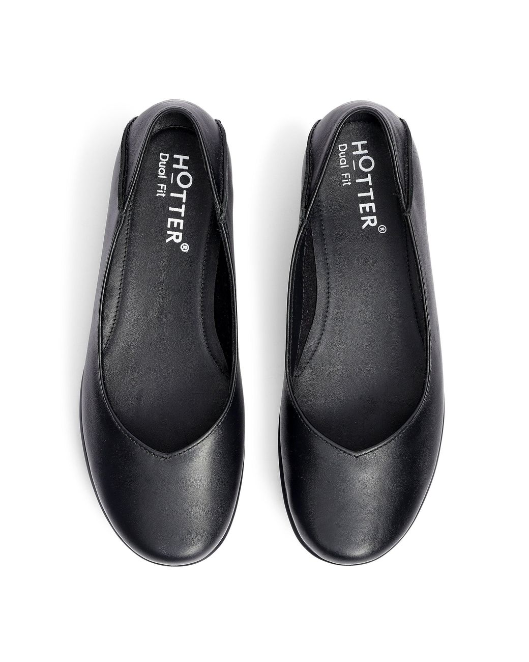 Hotter Black Birdie Ballerina Pumps Standard Fit
