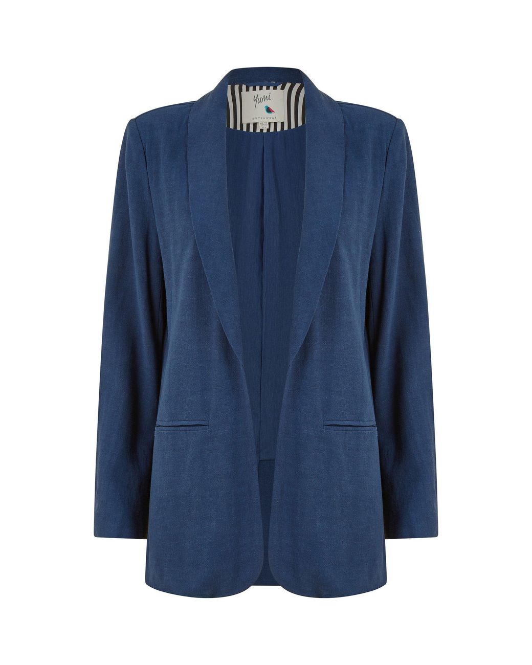 Yumi' Blue Linen Relaxed Blazer
