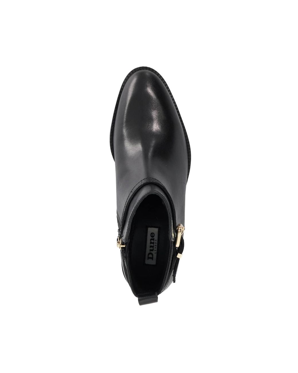 Dune Black Princes Leather Heeled Ankle Boots