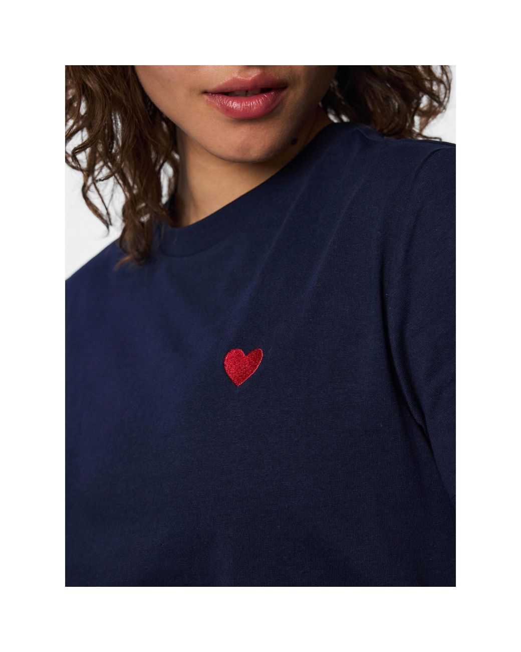Pieces Blue Mila Heart Cotton Short-Sleeve T-Shirt