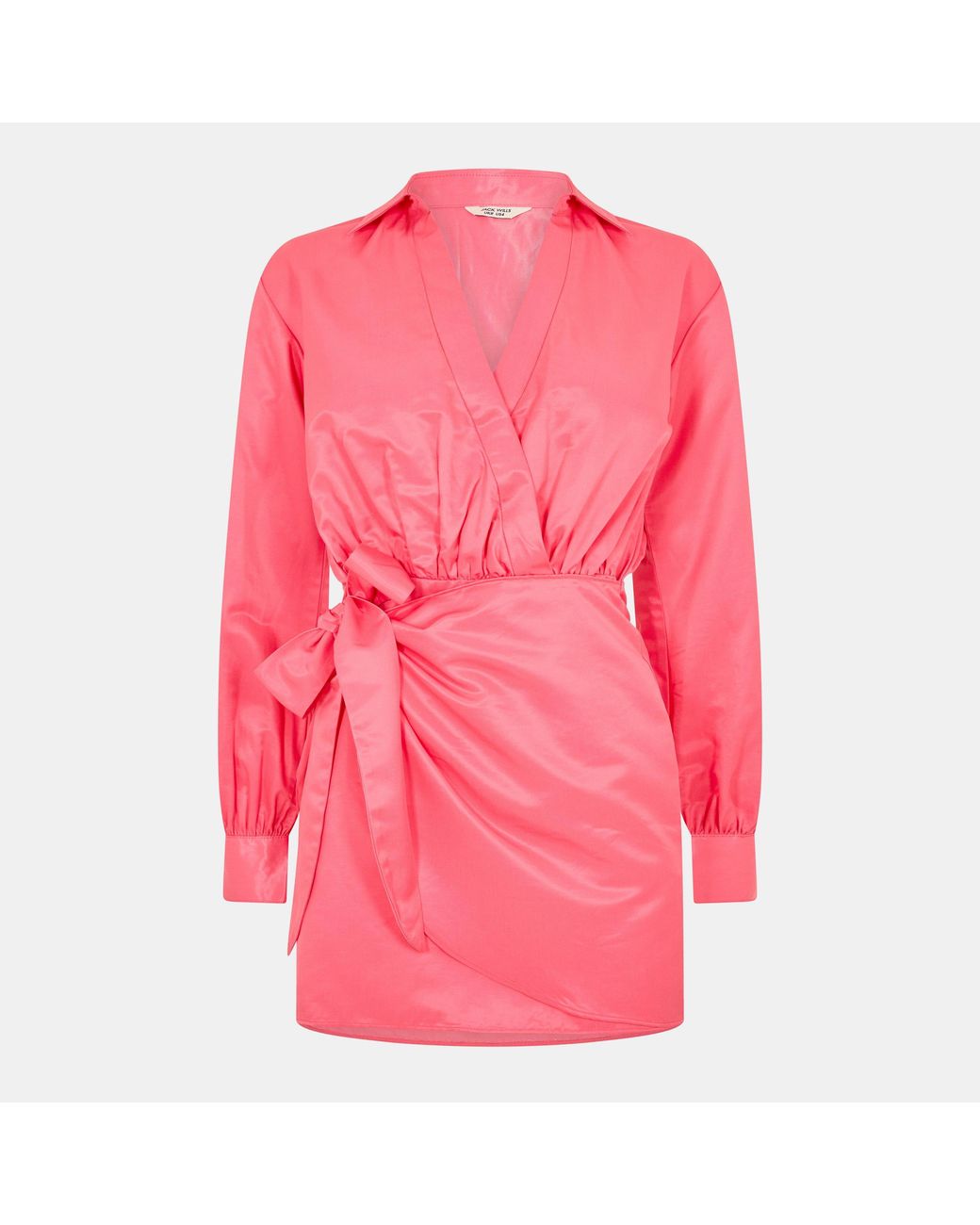 Jack Wills Pink Draped Shirt Dress