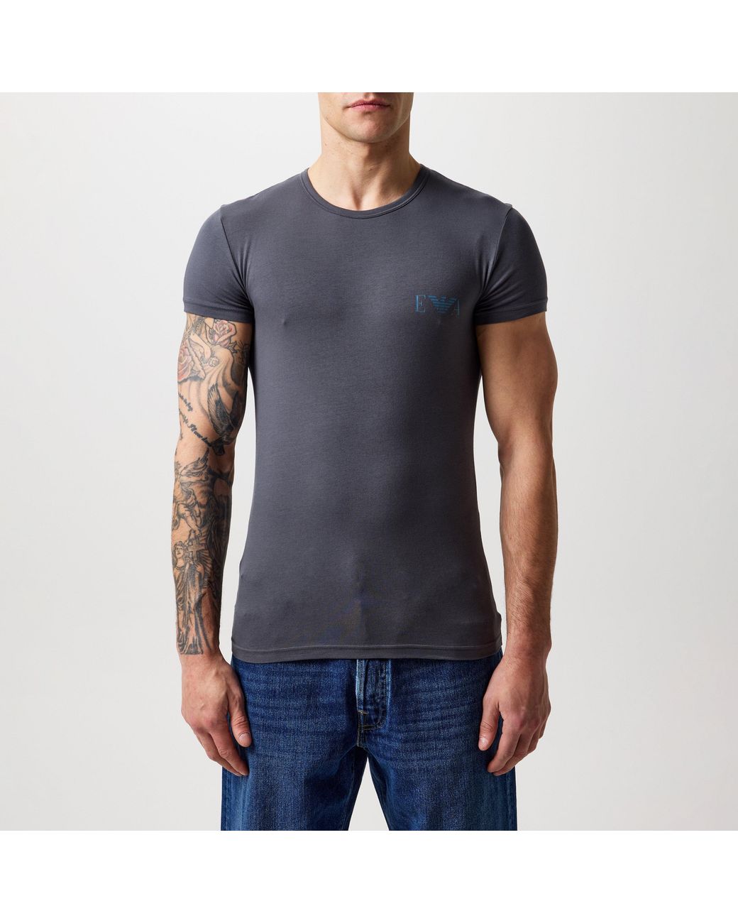 Emporio Armani Black Chest Logo T Shirt for men